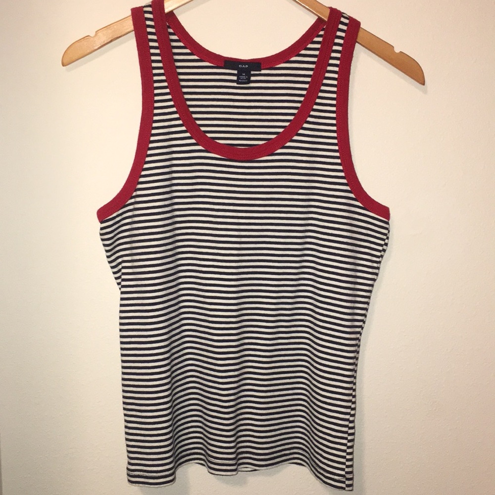 Gap navy strip w red trim top